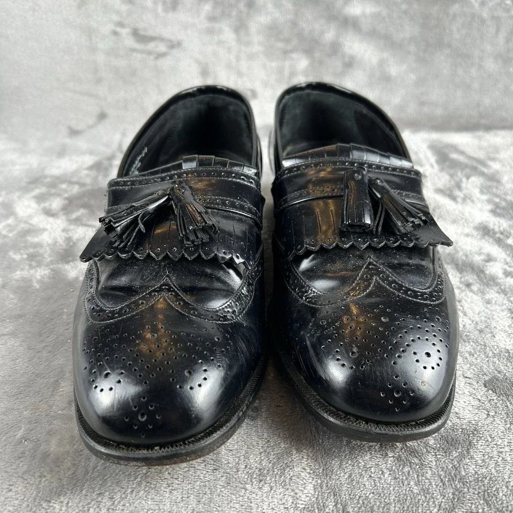Florsheim Lexington Wingtip Tassel Loafers Men 9 Wide Black Classic Dress Shoes